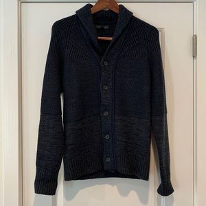 Navy & Gray Tweed Shawl neck Cardigan